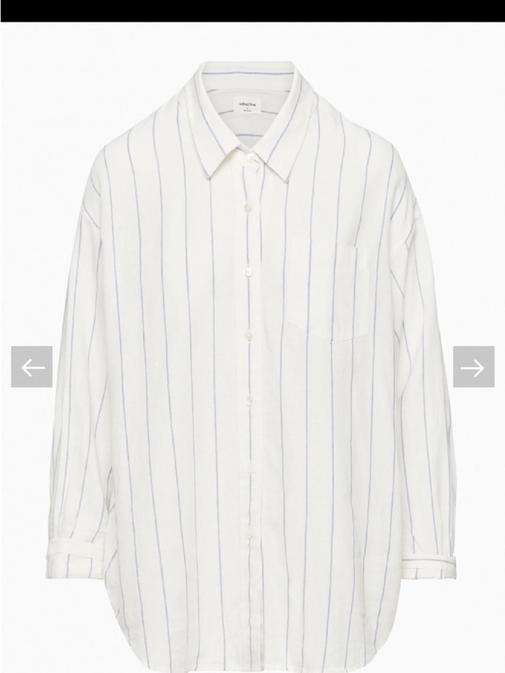 Aritzia Wilfred Free relazed linen White Pinstripe Button-Up Shirt xs